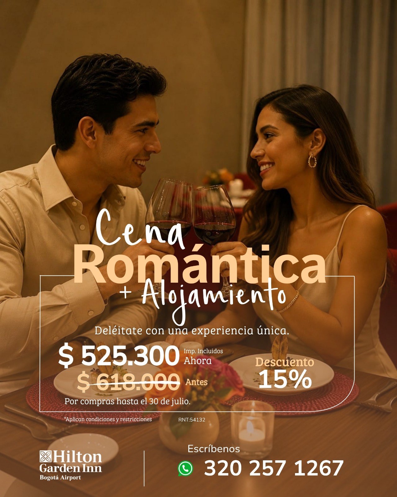 Cena romántica + alojamiento